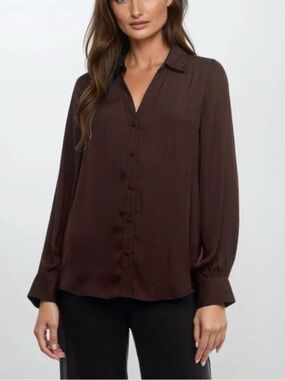 Naked Zebra Chocolate Brown Button-Down Blouse